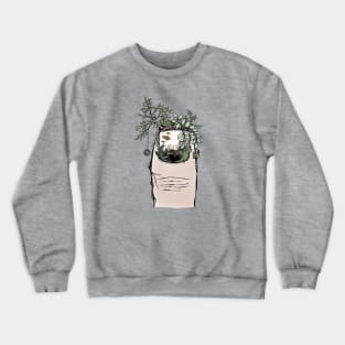 Green Thumb Surreal Garden Art for Plant and Nature Lovers Crewneck Sweatshirt